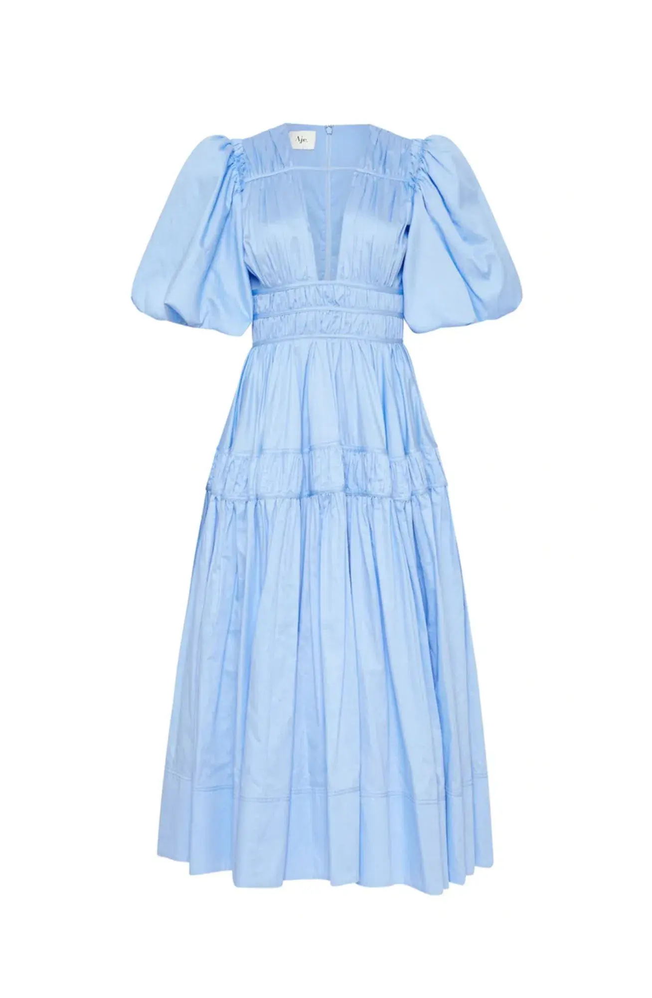 Aje Fallingwater Gathered Midi Dress Blue Size 6 - Image 4