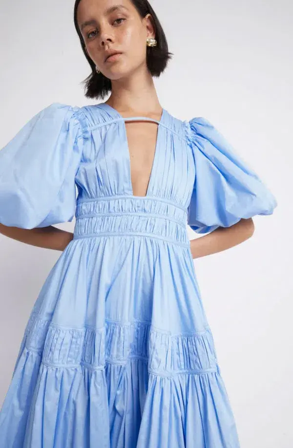 Aje Fallingwater Gathered Midi Dress Blue Size 6 - Image 3