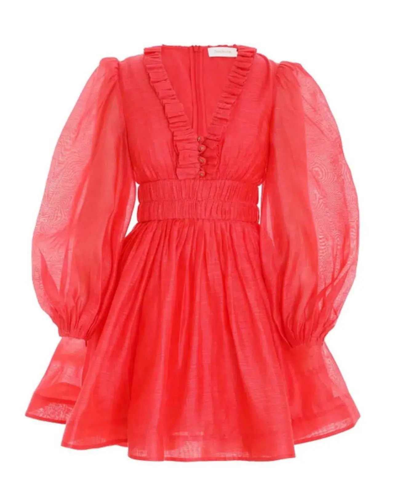 Zimmermann Prima Frill V Neck Mini Dress Tomato Size 8  - Image 6