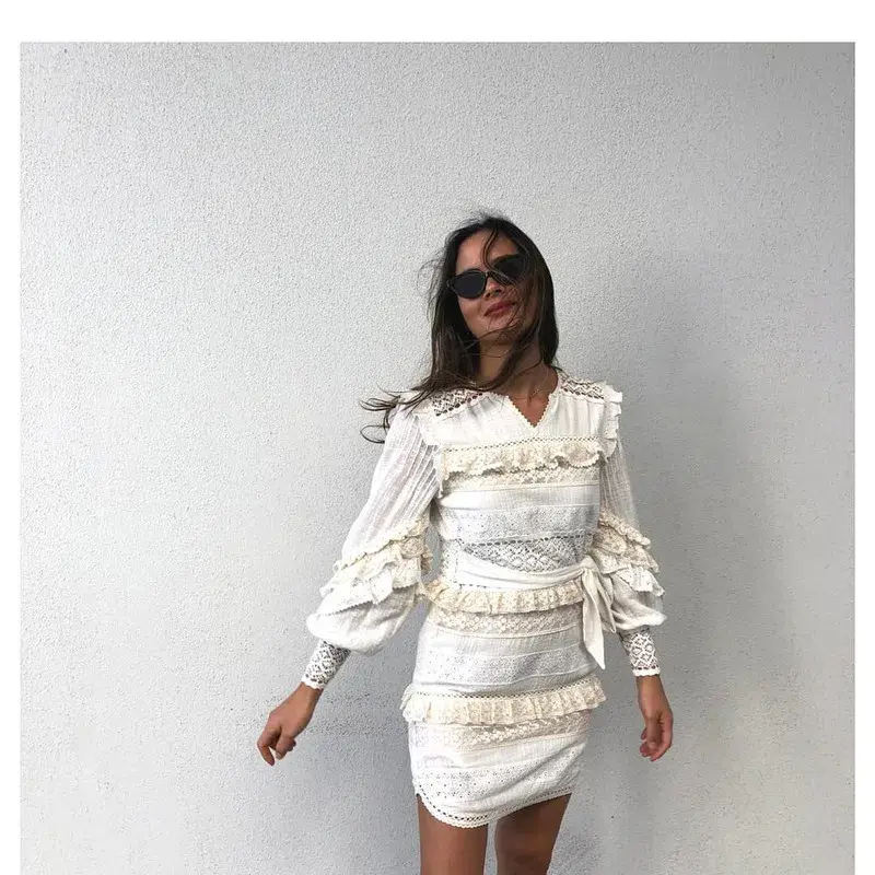 Spell Suki Mini Party Dress Cream Size M - Image 5