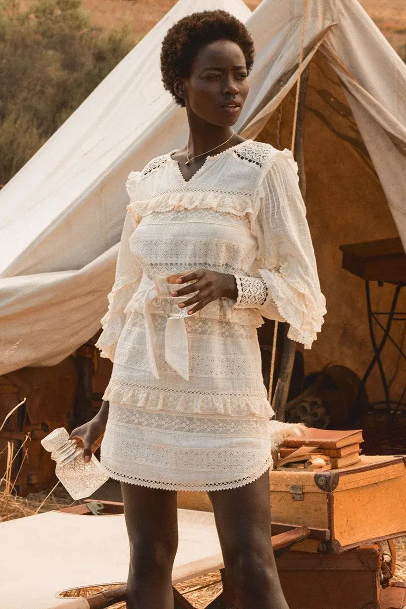 Spell Suki Mini Party Dress Cream Size M for rent on The Volte - main image