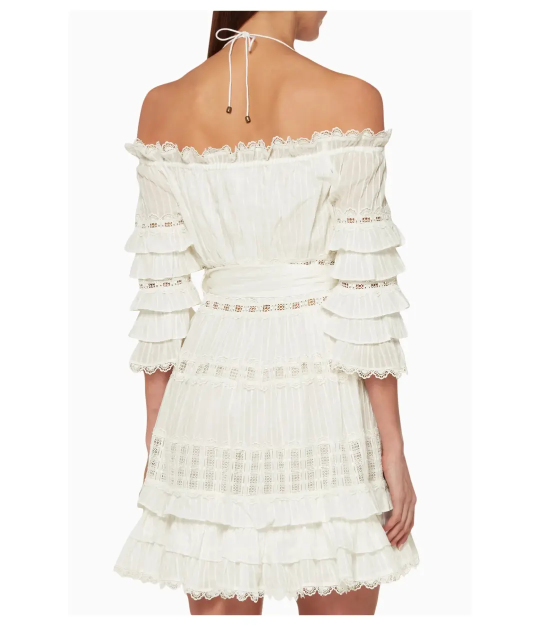 Zimmermann Corsair Off The Shoulder Mini Dress Ivory Size 1 / AU 10 for rent on The Volte - main image