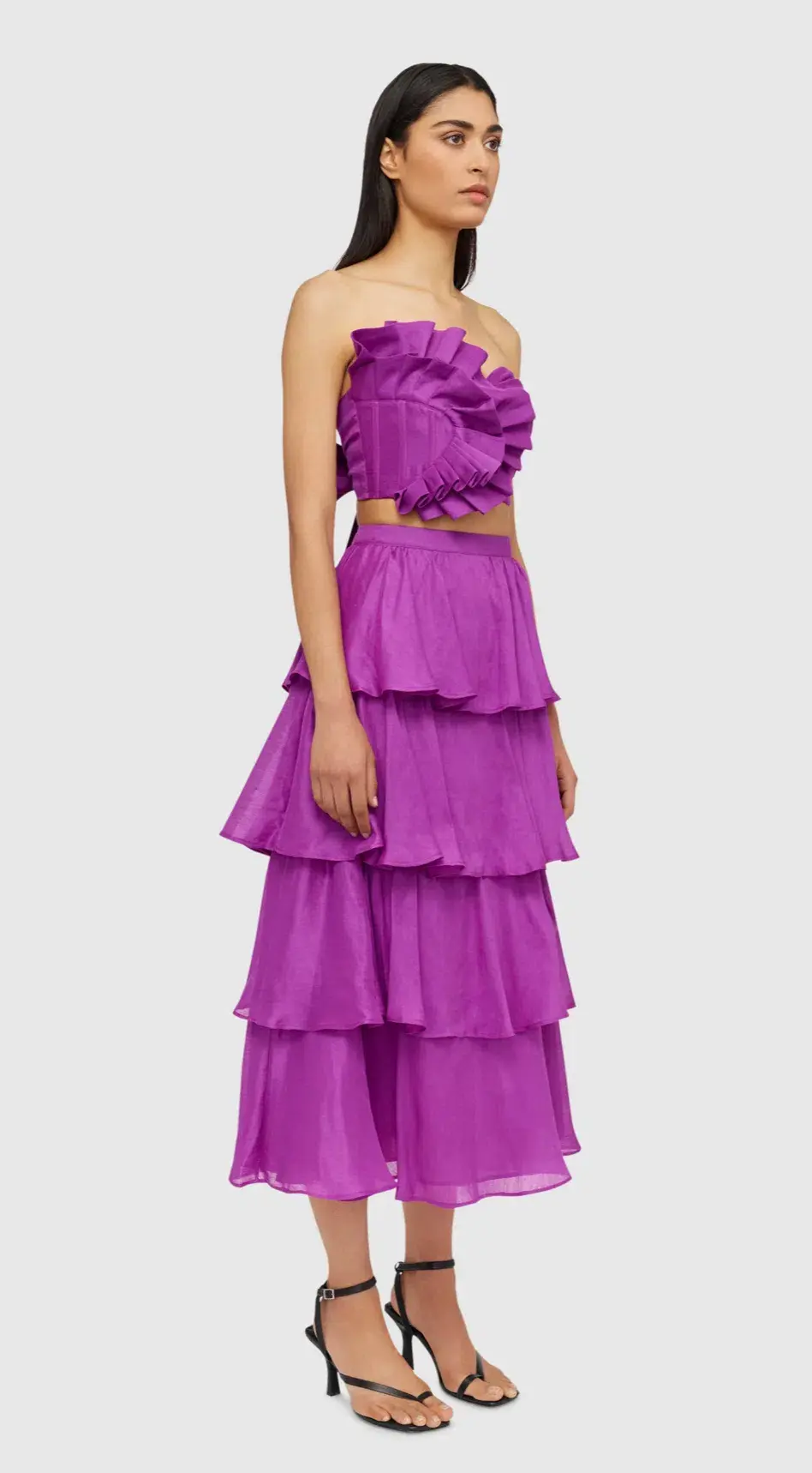 Leo and Lin Violet Wrap Bustier & Tiered Skirt Set Size 8 - Image 4