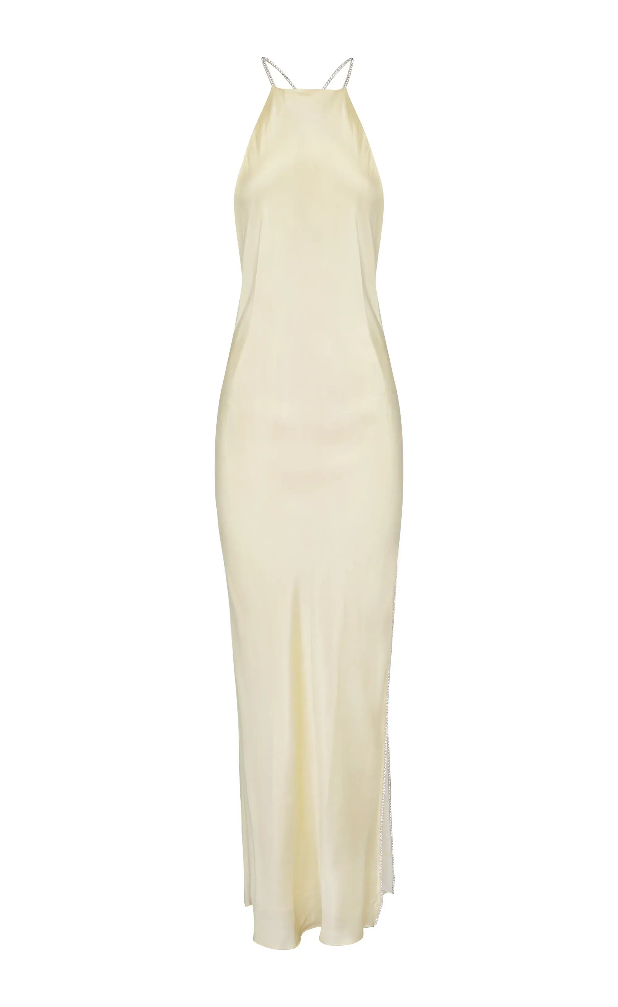 Michael Lo Sordo Hudson Bias Crystalline Maxi Dress Pale Yellow Size 4 - Image 2