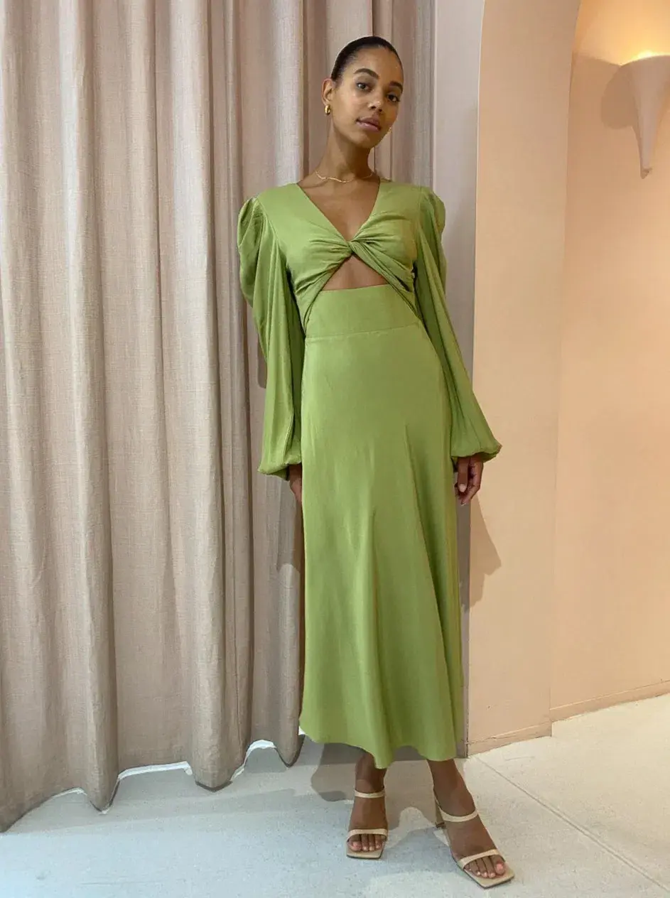 By Johnny Emily Twist Midi Dress Sea Green Size 8 - Image 1