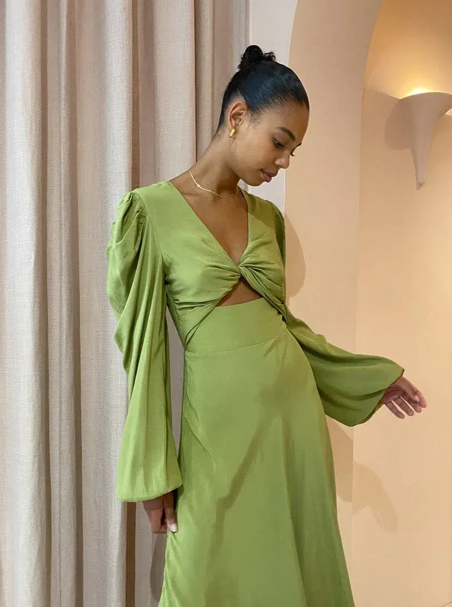 By Johnny Emily Twist Midi Dress Sea Green Size 8 - Image 3