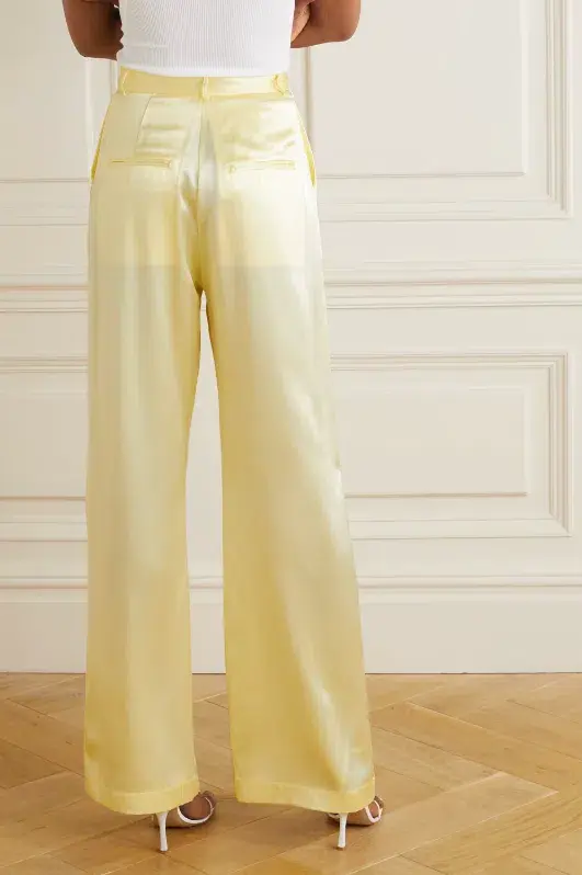 Michael Lo Sordo Relaxed Silk Boy Pants Pale Yellow Size AU 4 - Image 3