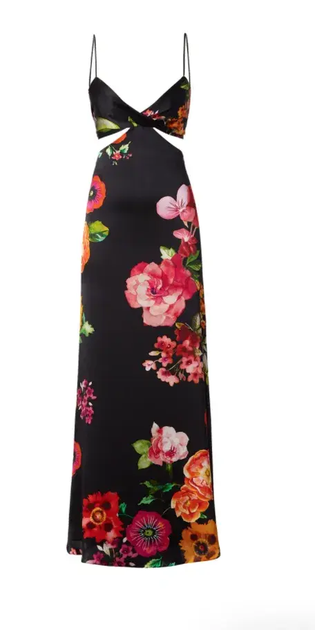 Scanlan Theodore Silk Floral Print Dress Black Size 6 for rent on The Volte - main image