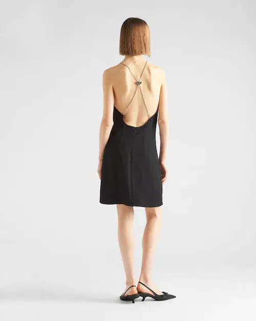 Prada Technical Broadcloth Mini Dress Black Size 8 - Image 4