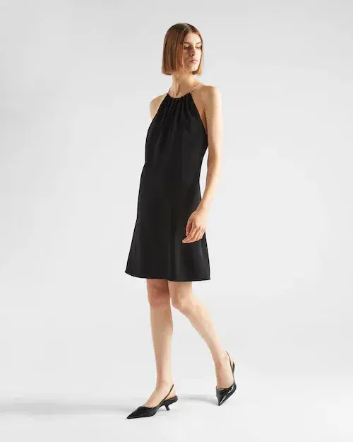 Prada Technical Broadcloth Mini Dress Black Size 8 - Image 1