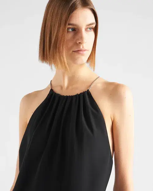 Prada Technical Broadcloth Mini Dress Black Size 8 - Image 2