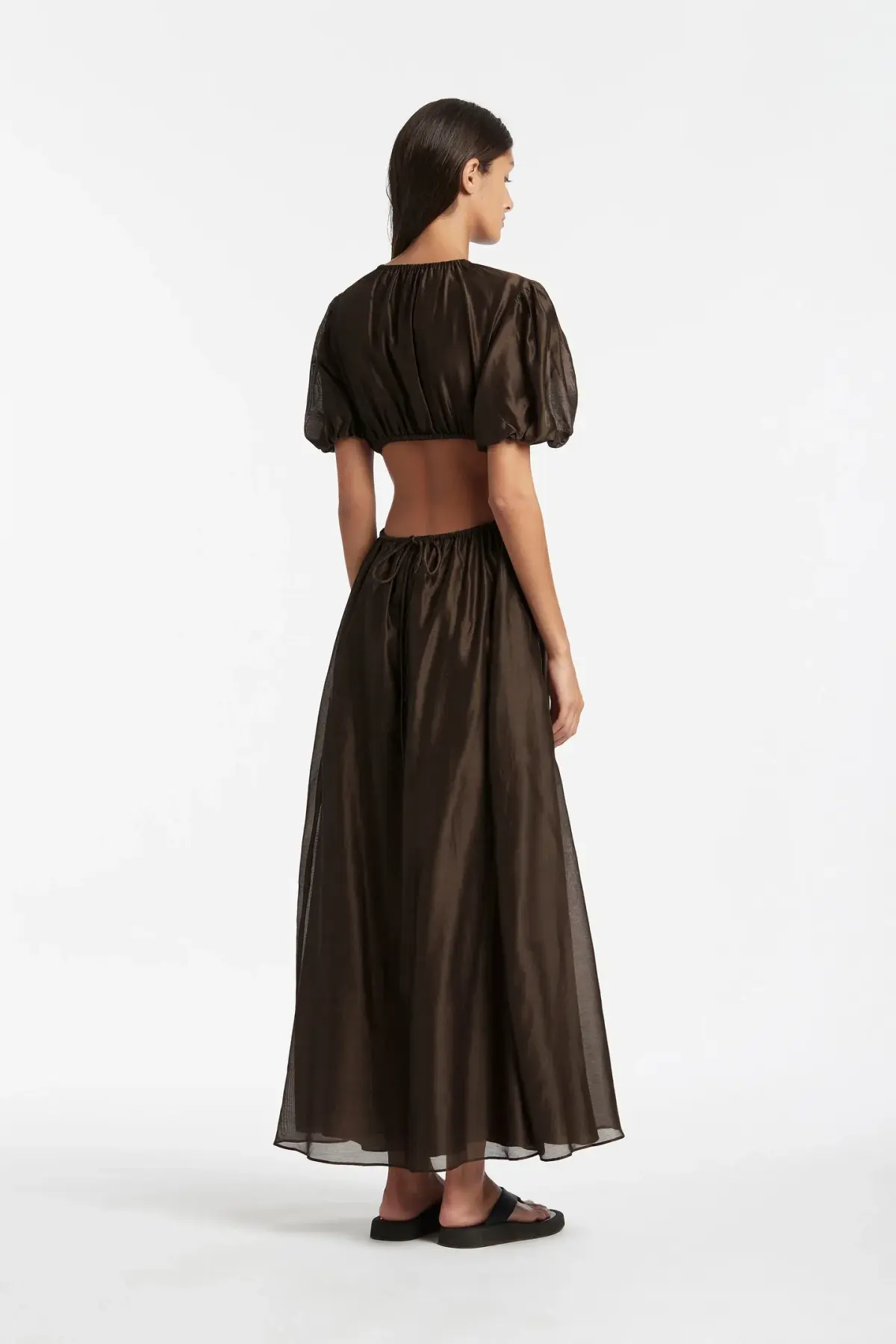 Sir The Label Anje Puff Sleeve Gown In Chocolate Size AU 10  - Image 3