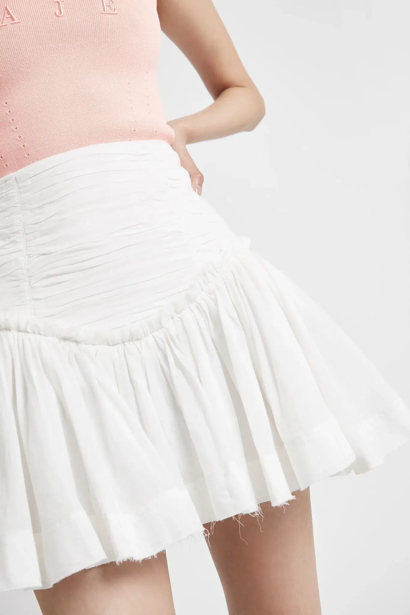 Aje Vanades Frill Crop Top & New Wave Mini Skirt Set Ivory Size 8  - Image 3
