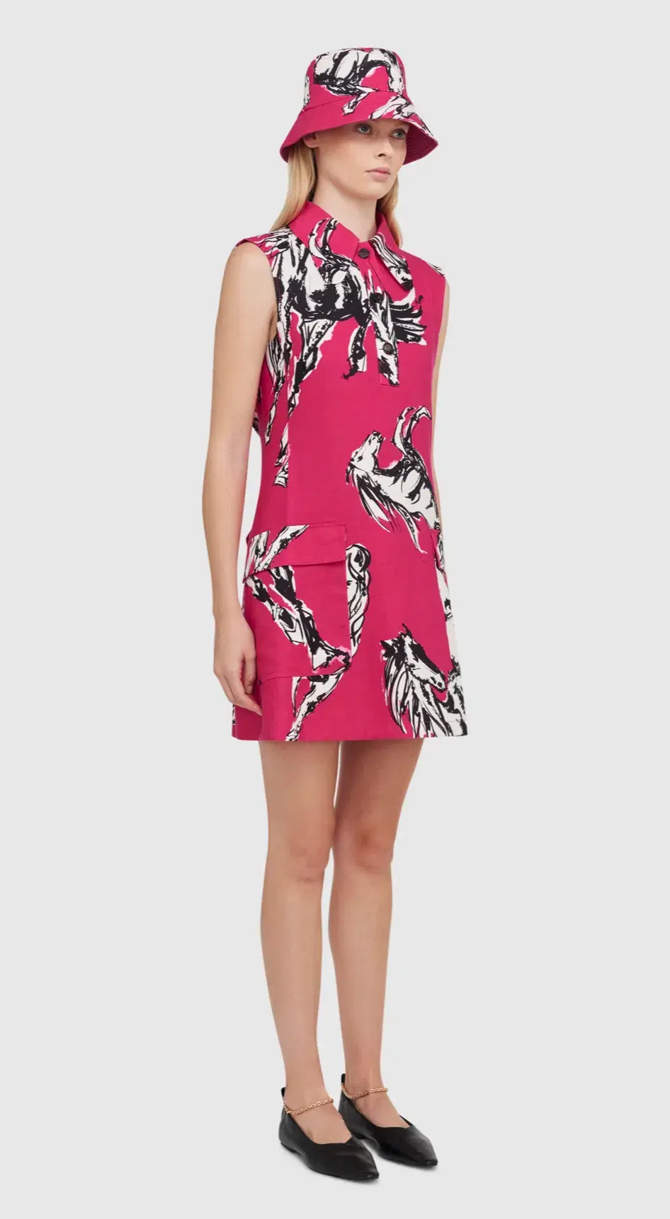 Leo Lin Wild Horses Mini Dress Pink Size 10  - Image 2