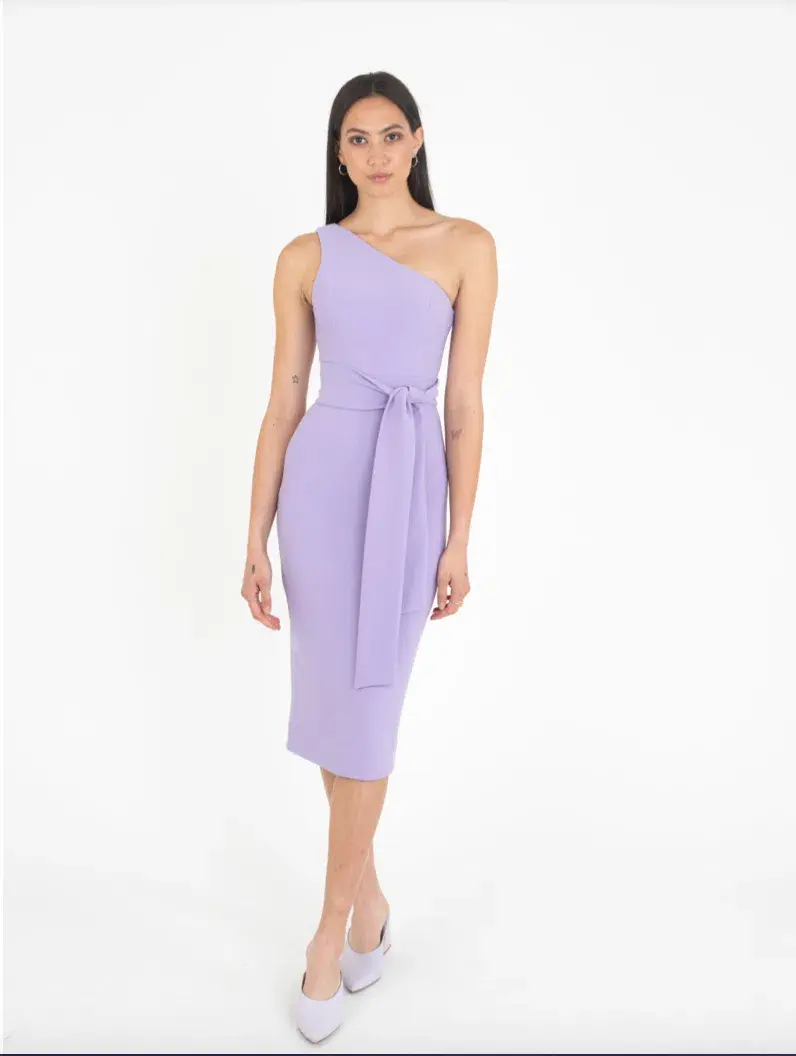 Shona Joy Lucy One Shoulder Midi Purple Size 6 - Image 1