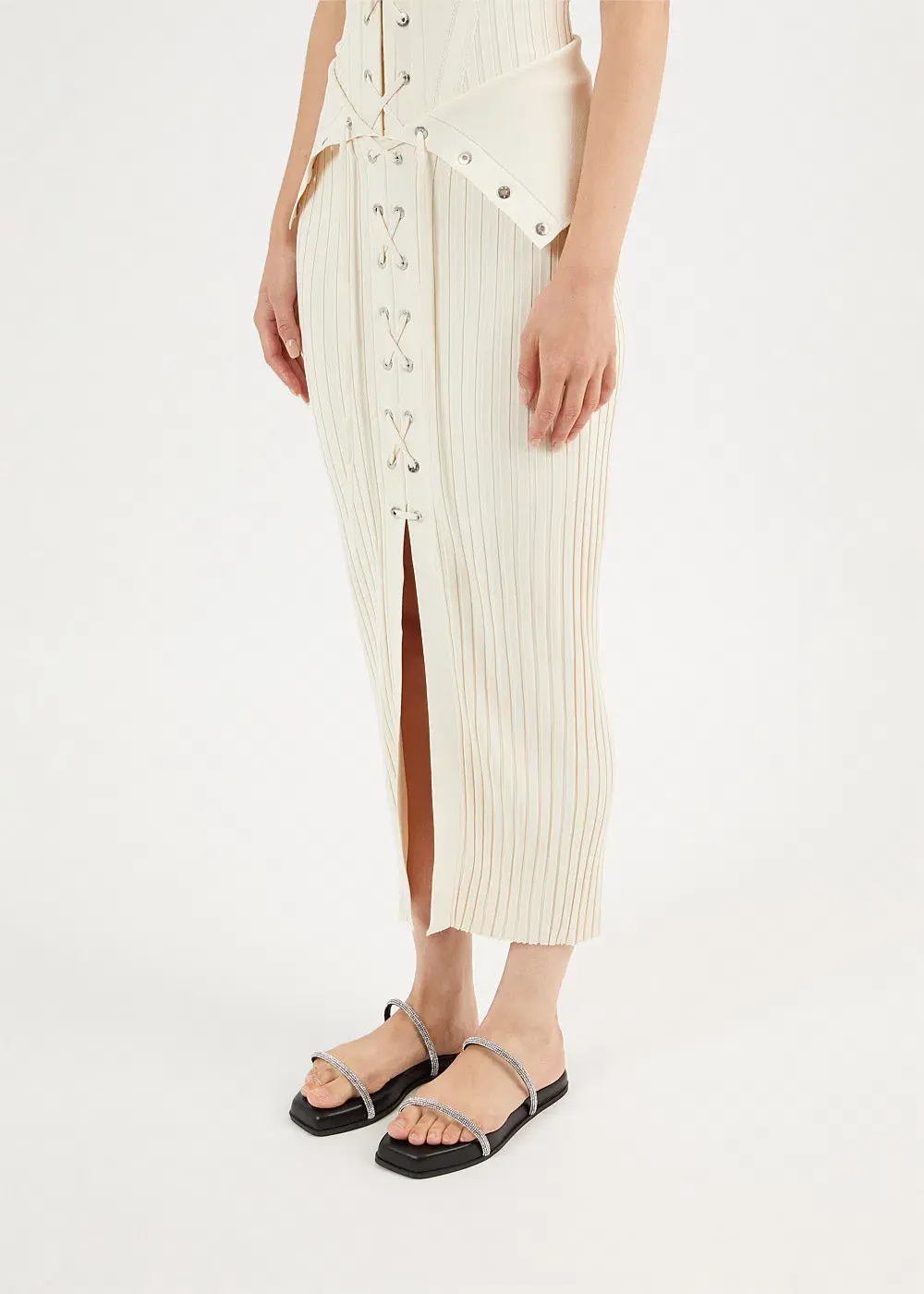 Dion Lee Lace Up Eyelet Skirt and Top Set Beige Size 6 - Image 3