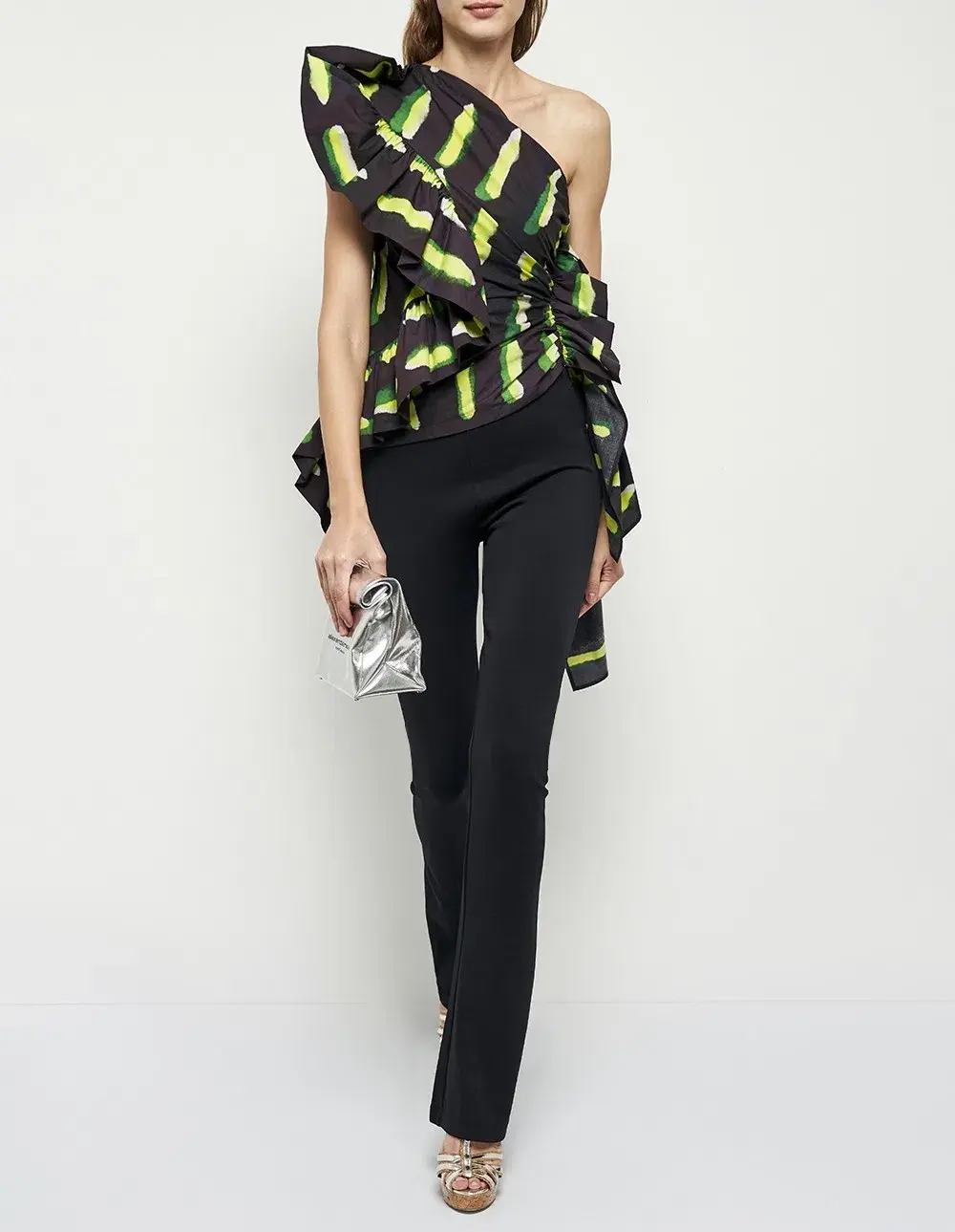 Dries Van Noten Voluminous One Shoulder Top Print Size 10 - Image 1