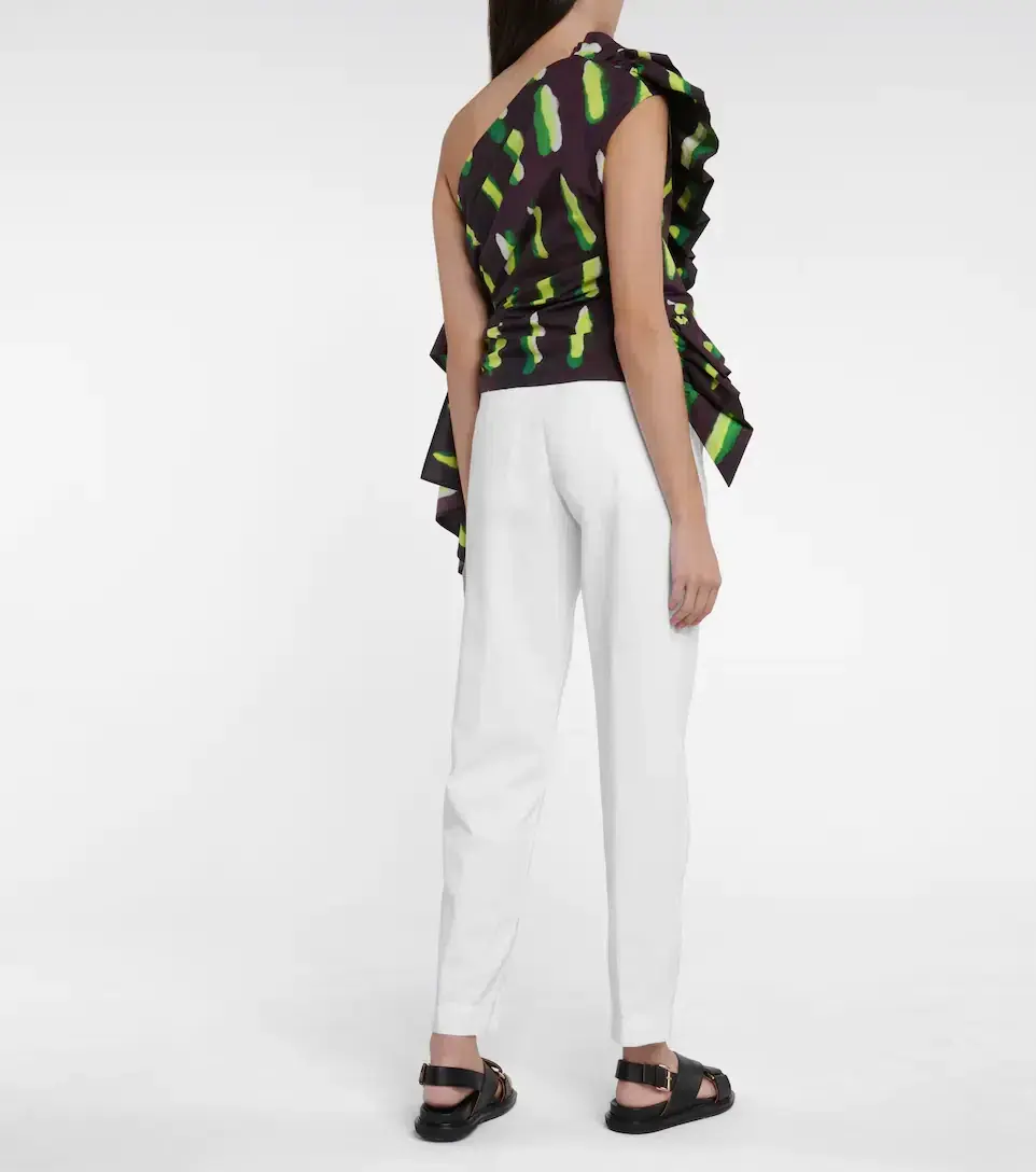 Dries Van Noten Voluminous One Shoulder Top Print Size 10 - Image 2