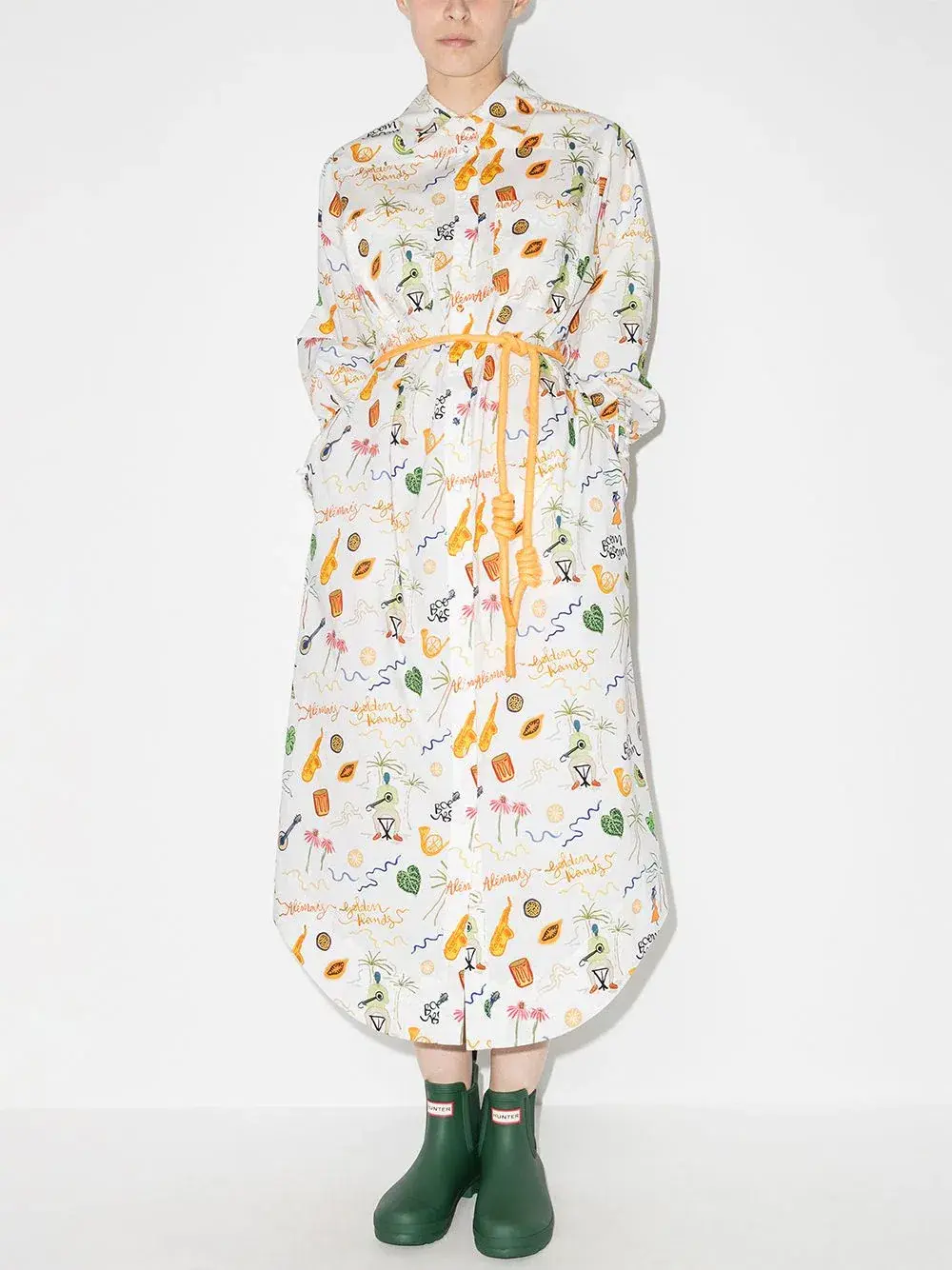 Alemais x Sam Pauletto Golden Hand Midi Shirt Dress Print Size 10 - Image 1