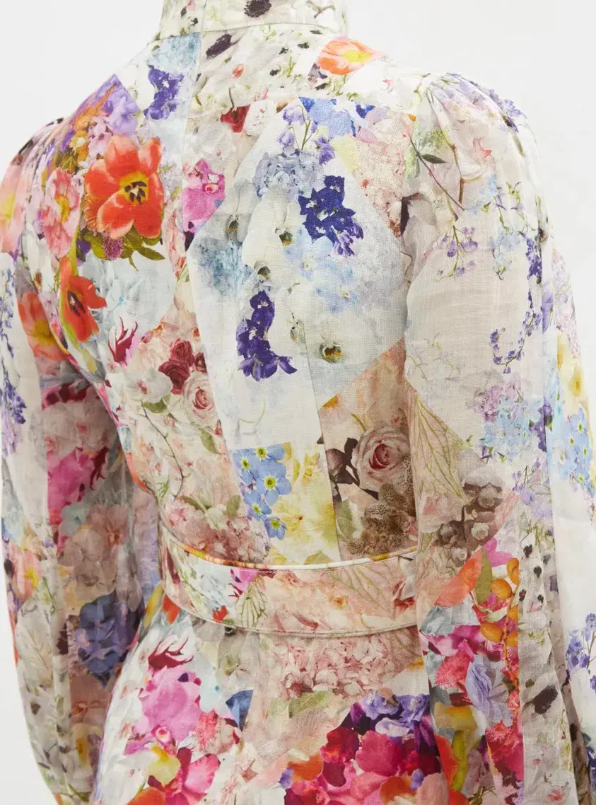 Zimmermann Prima Belted Mini Dress Patchwork Floral Print Size 0P/Au 6  - Image 3