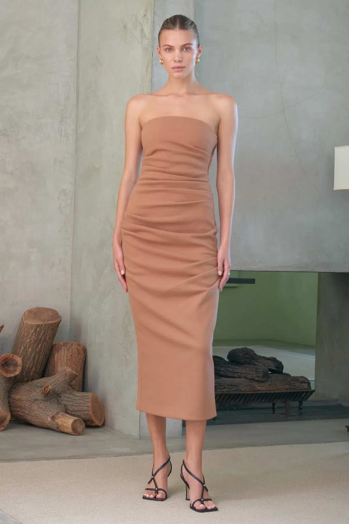 Misha Calandra Midi Dress Brown Size 8 - Image 1