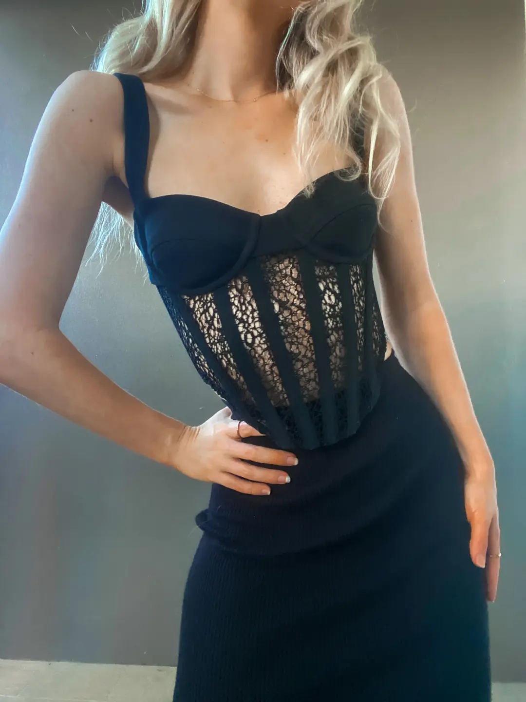 Dion Lee Contour Combo Corset Top Black Size 6 for rent on The Volte - main image