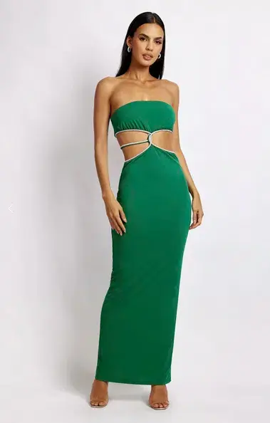 Meshki Billie Strapless Maxi Dress Green Size 6 - Image 1