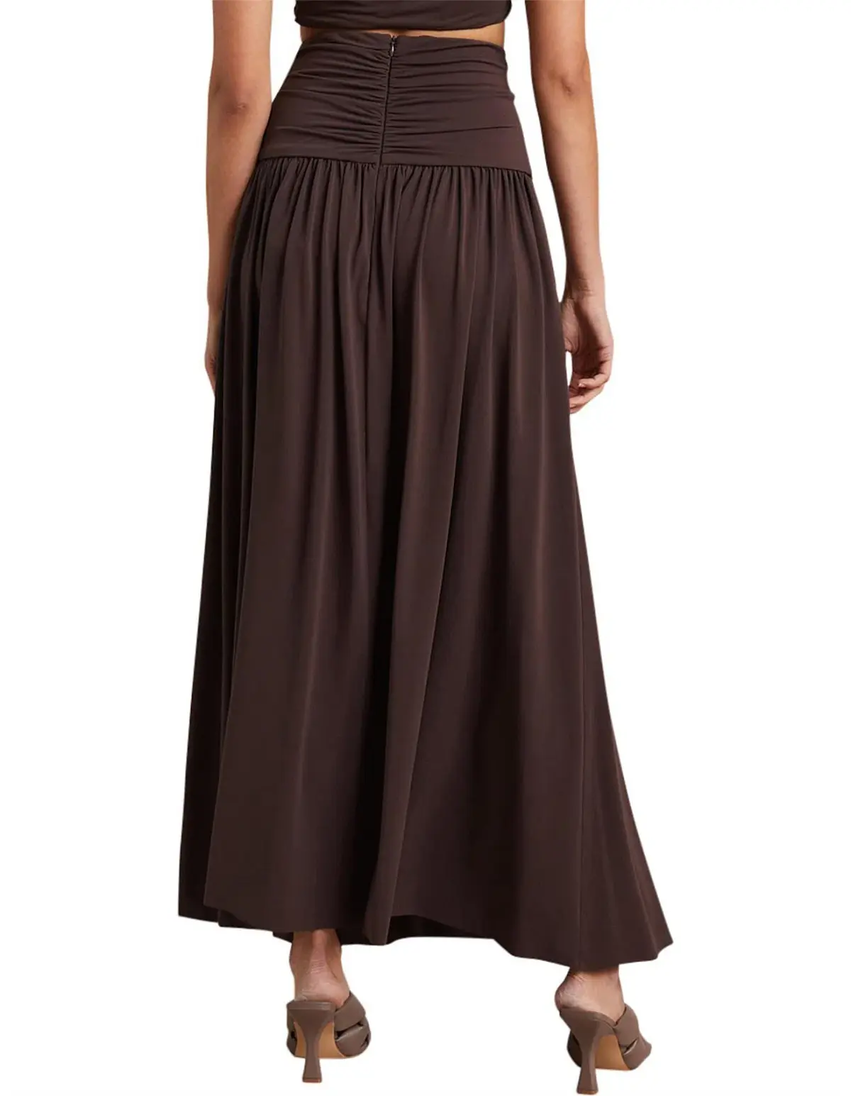 Bec & Bridge Joelene V Crop Top and Maxi Skirt Set Cognac Brown Size 8 - Image 3