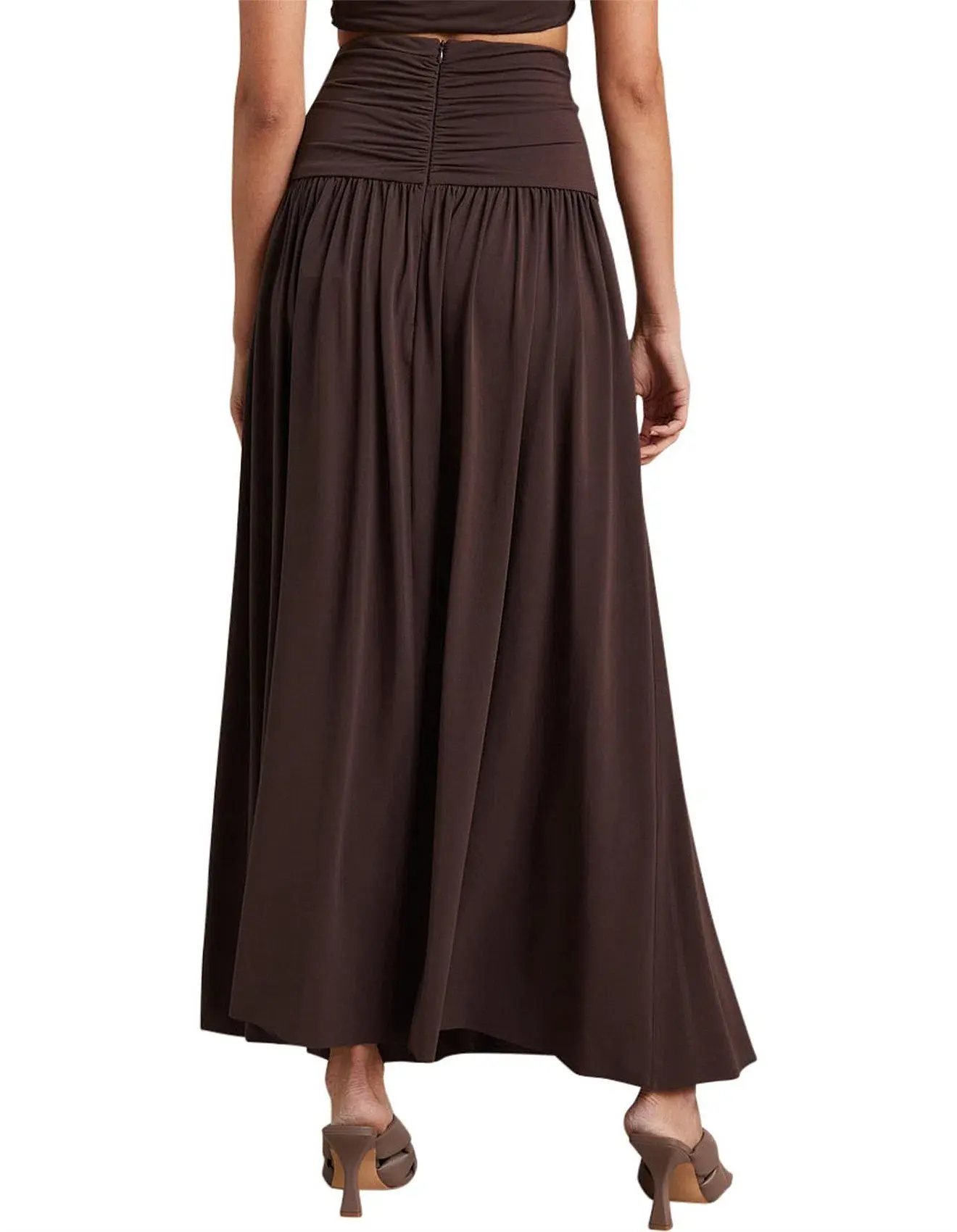 Bec & Bridge Joelene V Crop Top and Maxi Skirt Set Cognac Brown Size 8 - Image 3