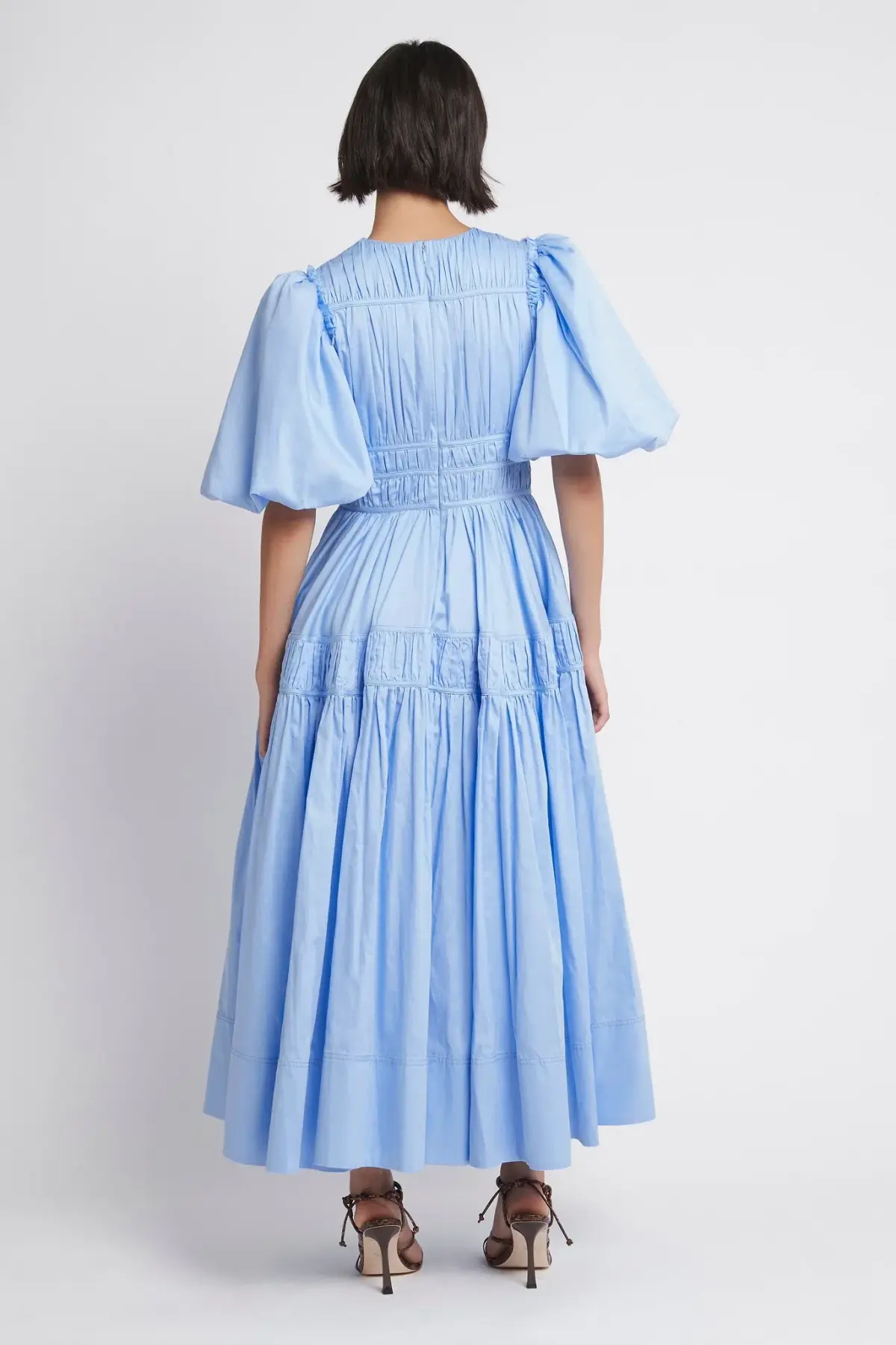 Aje Fallingwater Gathered Midi Dress Powder Blue Size 8 - Image 2