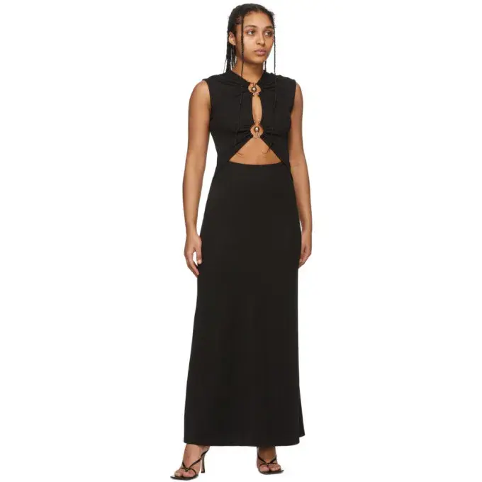 Christopher Esber Black Orbit Ruched Tank Dress Black Size 10 - Image 4
