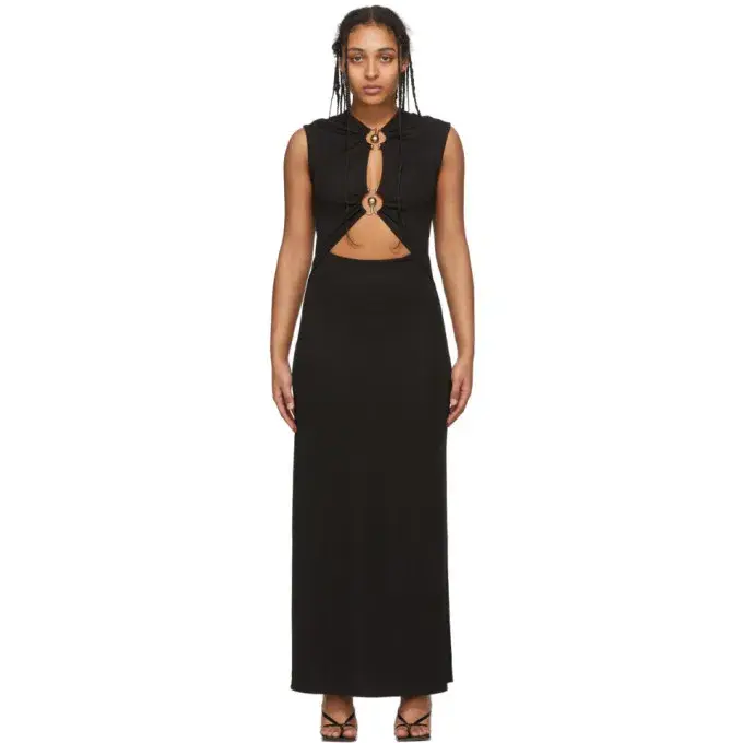 Christopher Esber Black Orbit Ruched Tank Dress Black Size 10 - Image 1