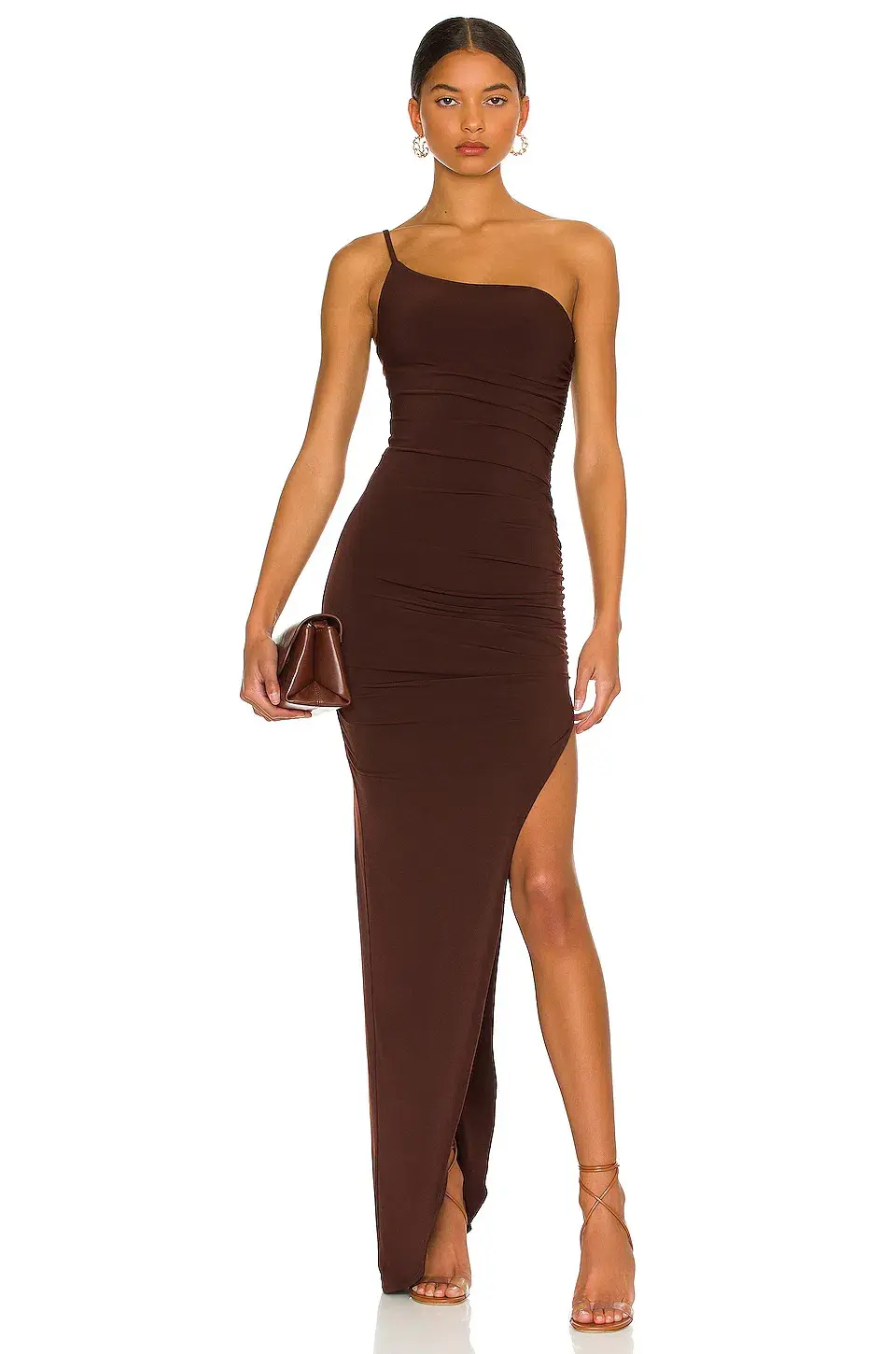 Nookie Aria One Shoulder Gown Brown Size M - Image 4