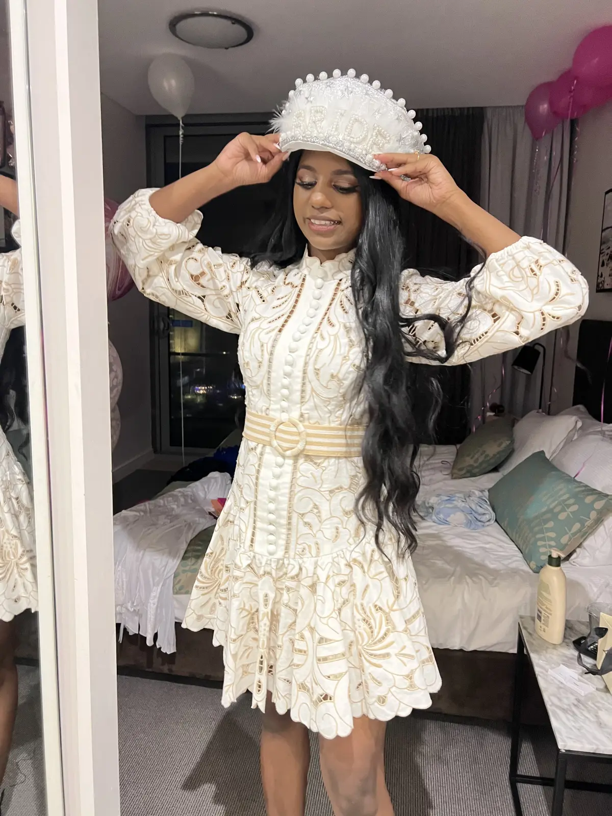 Zimmermann Edie Floral Belted Mini Dress Ivory Size 0P / AU 6 - Image 5