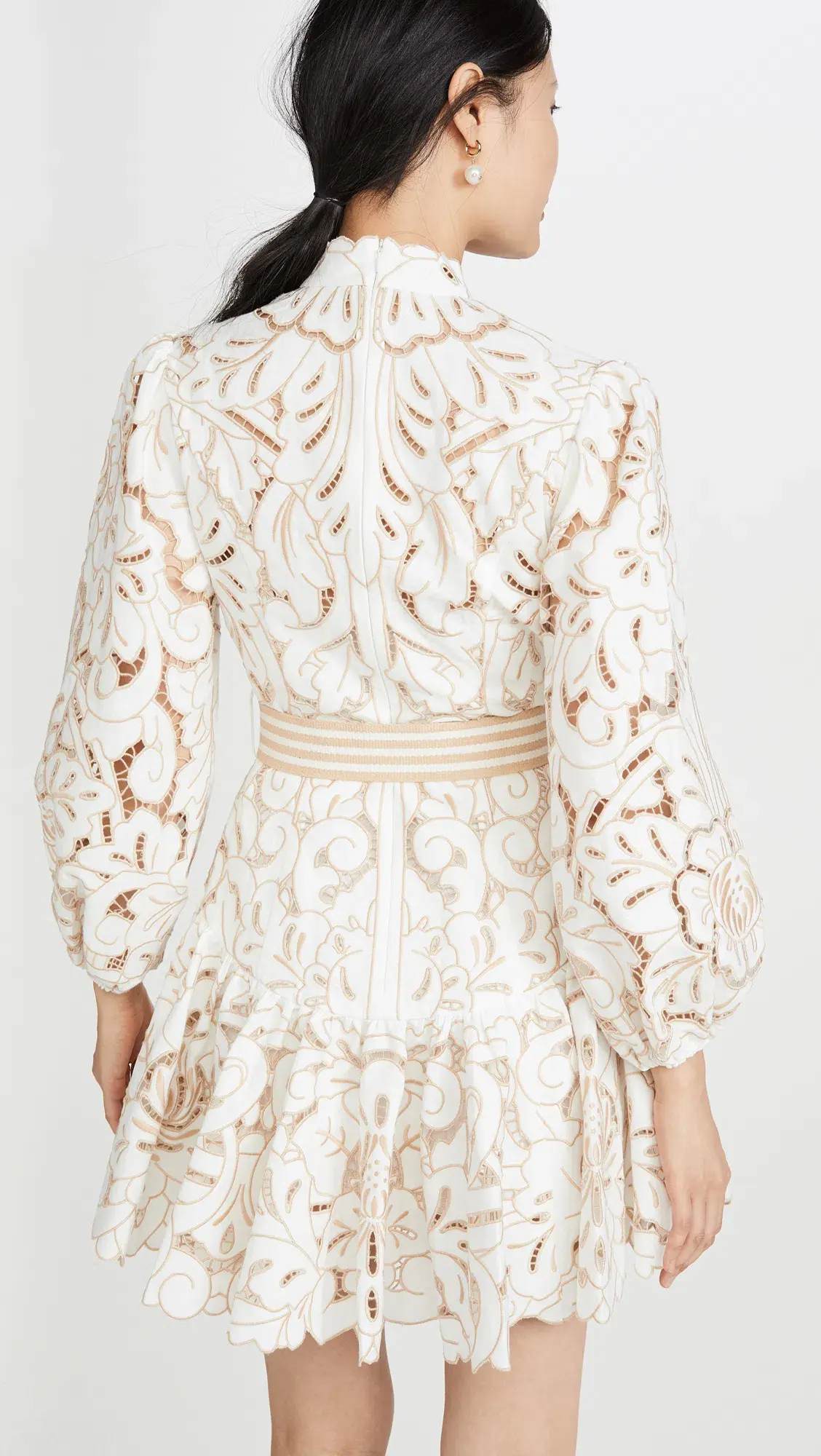 Zimmermann Edie Floral Belted Mini Dress Ivory Size 0P / AU 6 - Image 3