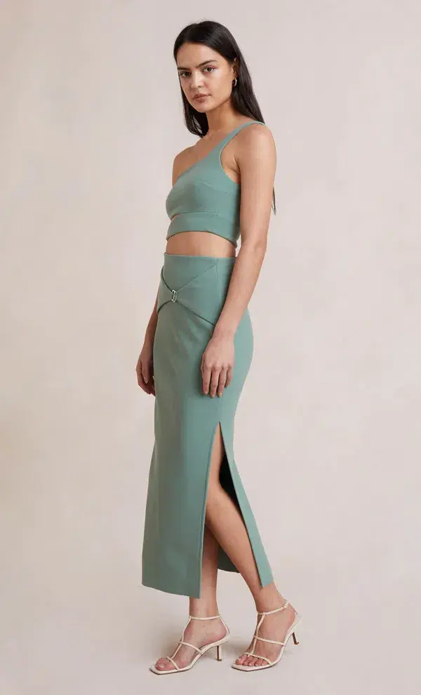 Bec and Bridge Ivy Crop and Skirt Set Green Size 8 - Image 4