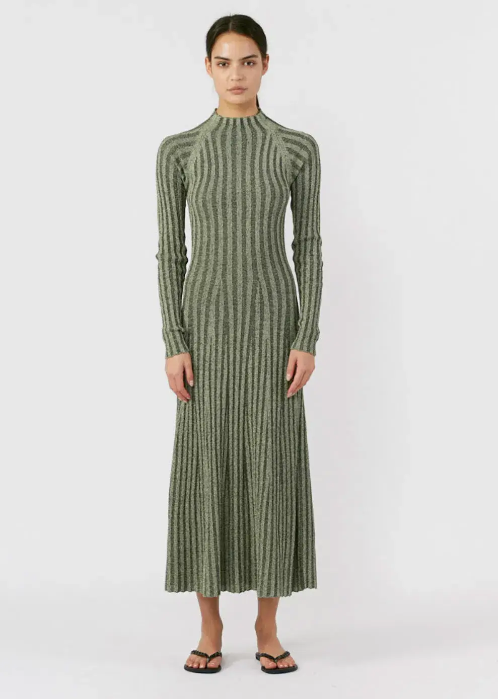 Dion Lee Twist Back Rib Knit Dress Green Size 8 - Image 1