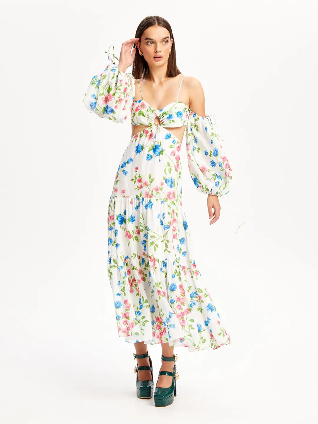 Alice McCall Rolling Meadows Midi Dress Bluebell Print Size 8 for rent on The Volte - main image