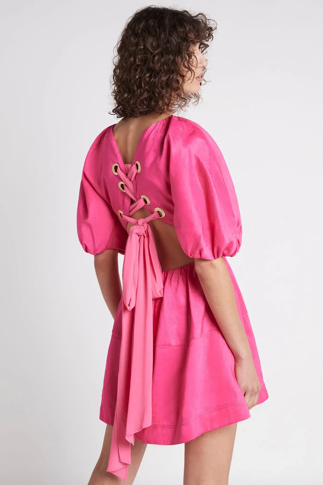 Aje Admiration Lace Up Mini Dress Pink Size AU 12 - Image 2