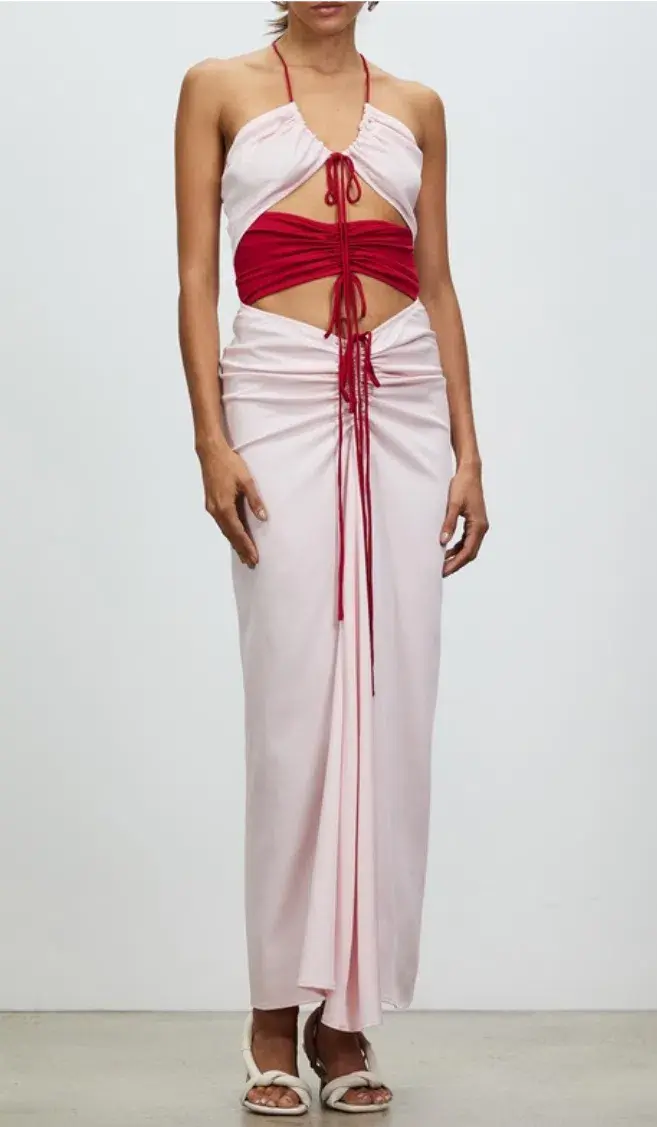 Christopher Esber Multi Panel Disconnect Ruched Halter Dress Pink SIze 10 - Image 4