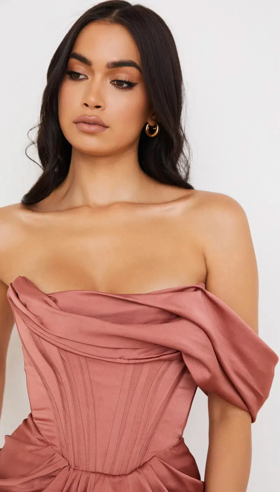 House of CB Janis Rouge Satin One-Shoulder Draped Midi Dress Pink Size 8 - Image 5