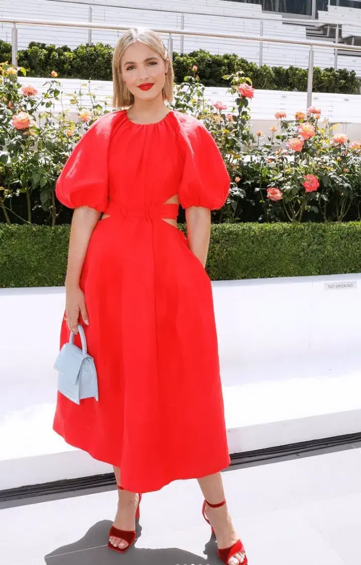Aje Mimosa Cut Out Midi Dress Red Size 8 - Image 4