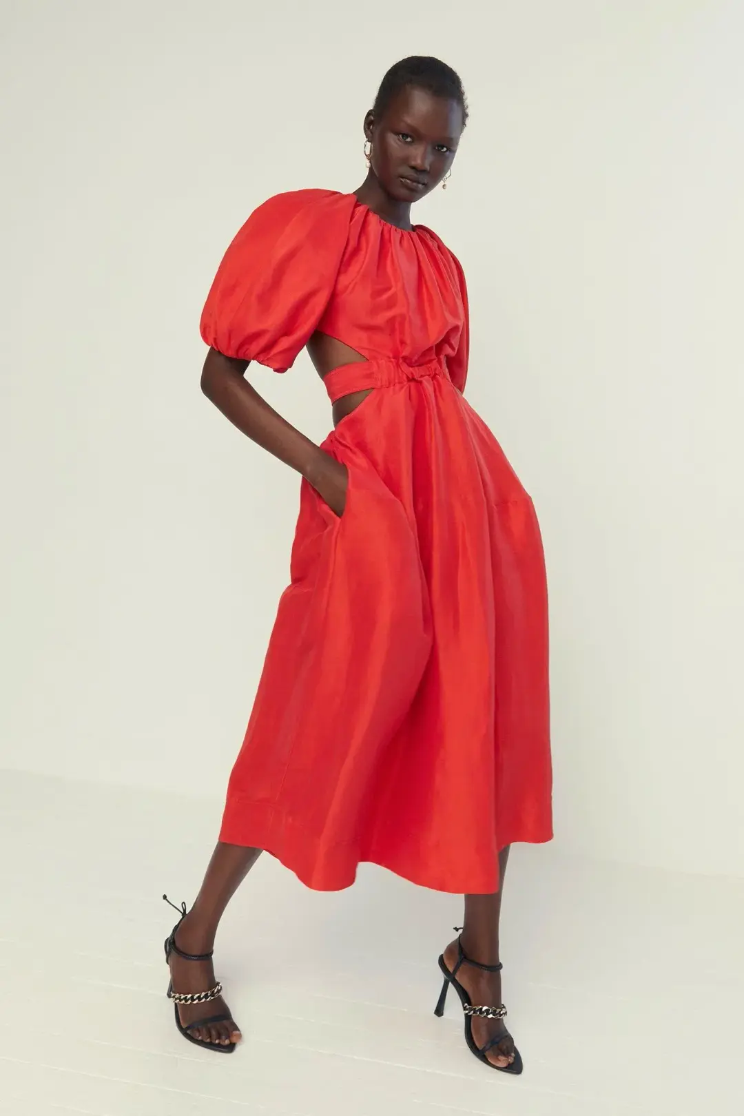 Aje Mimosa Cut Out Midi Dress Red Size 8 for rent on The Volte - main image