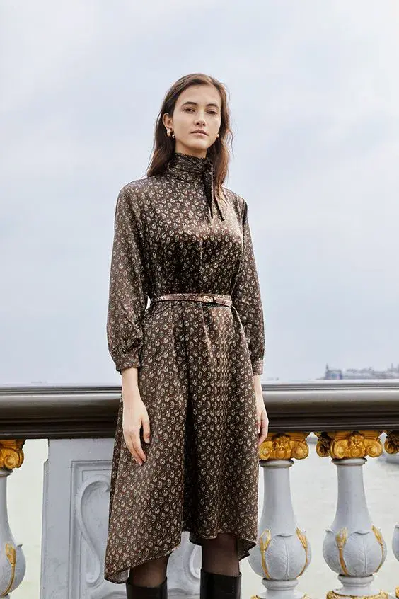 Scanlan Theodore Brown Silk Dress Print Size 6  - Image 1