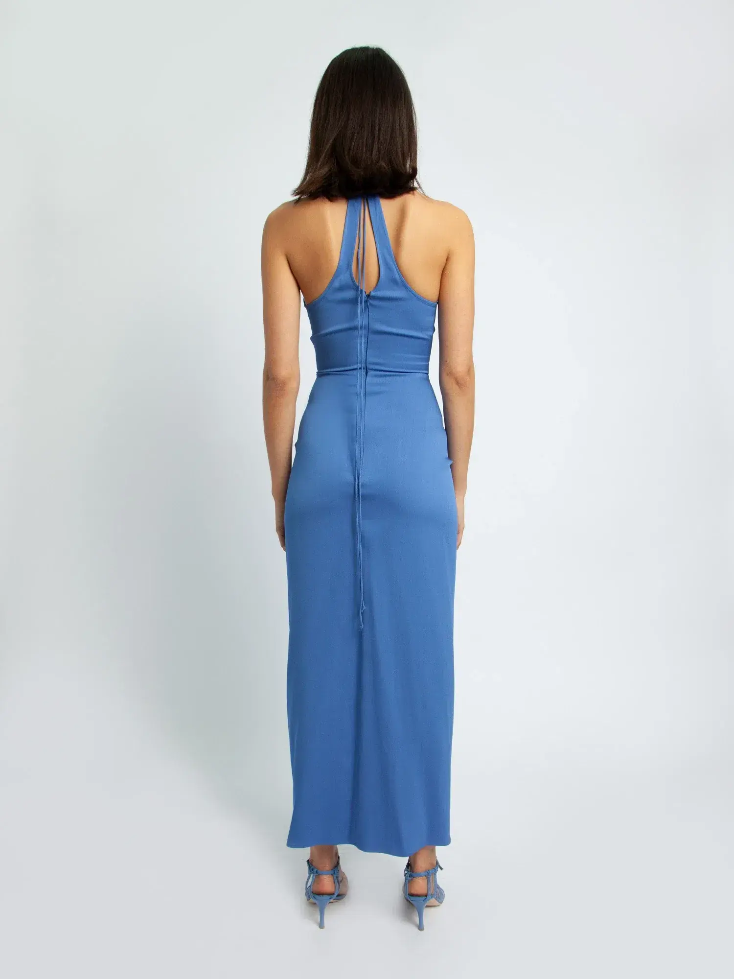 Christopher Esber Lattice Waist Tie Dress Blue Size 10 - Image 2