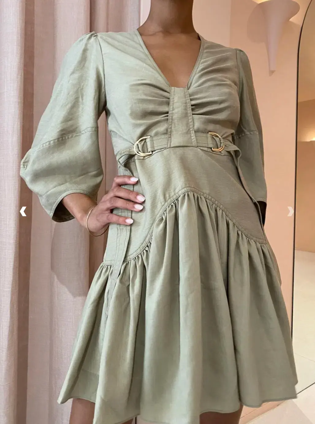 Acler Manor Dress Moss Green Size 10 - Image 4
