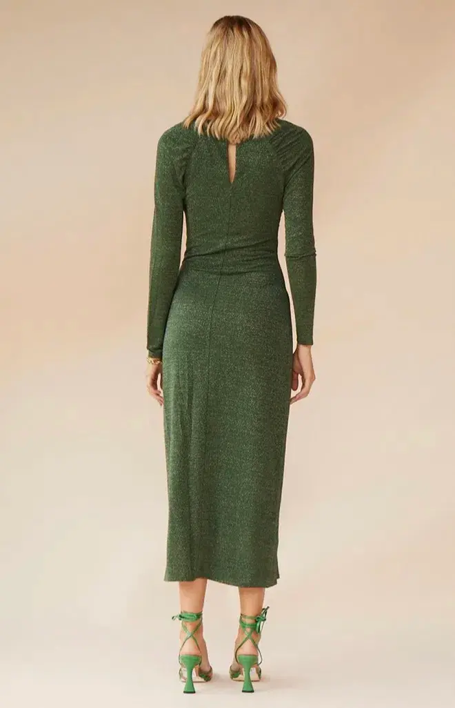Suboo Asha Long Sleeve Keyhole Midi Dress Green Size 8 - Image 3