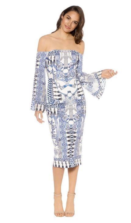 Thurley Wedgewood Print Bonded Dress - Image 2