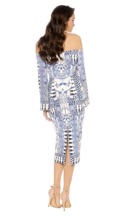 Thurley Wedgewood Print Bonded Dress - Image 3