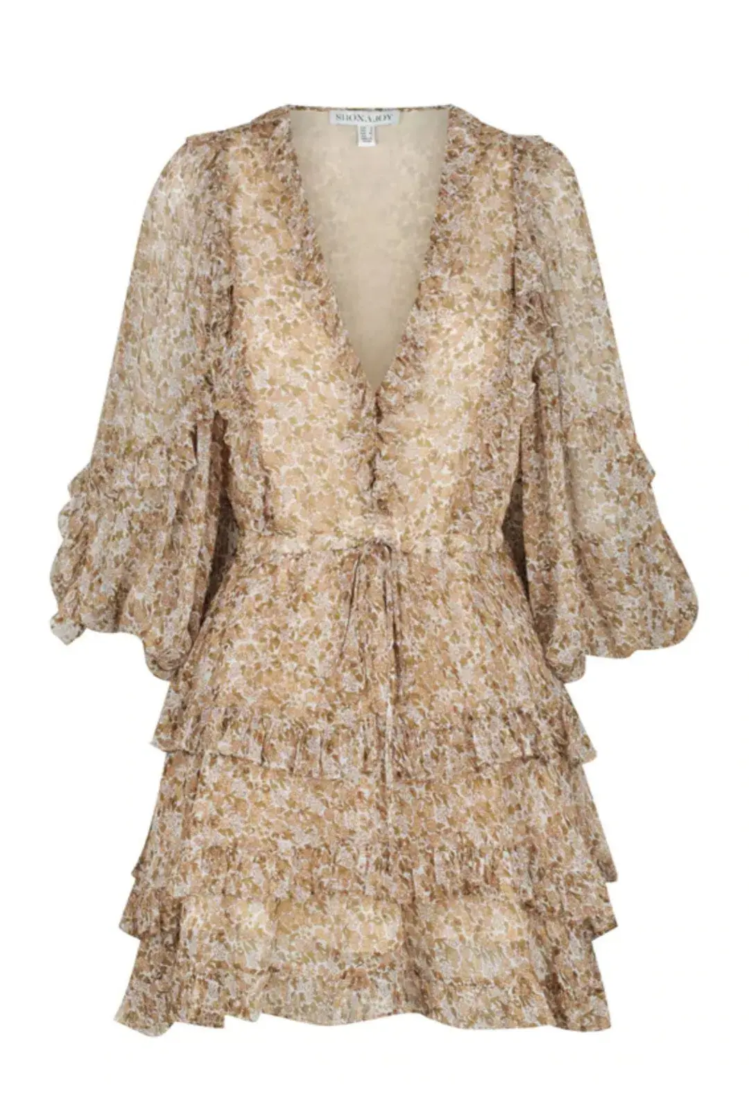 Shona Joy Ambar Balloon Sleeve Frill Mini Dress Print Size 12 for rent on The Volte - main image